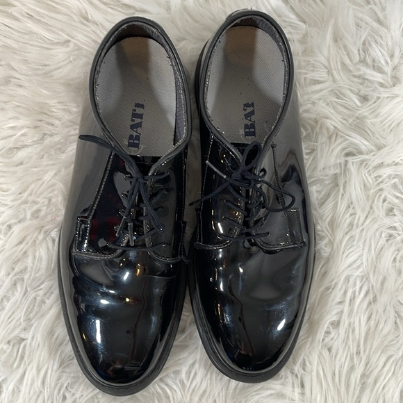BATES LITES High Gloss Patent Leather Black Oxford Military Dress Shoes Size 8.5 - Picture 4 of 12